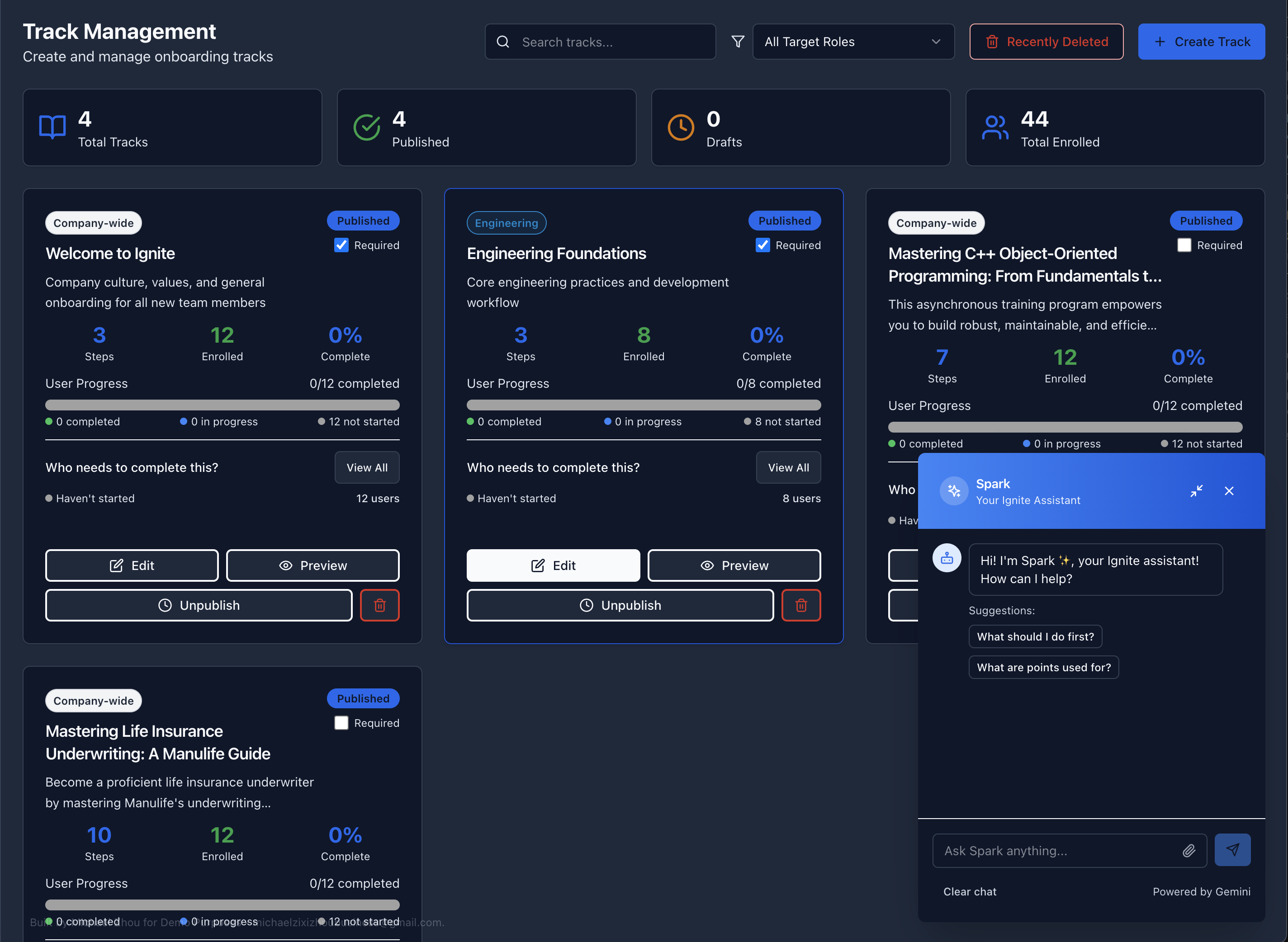Ignite track generation screenshot